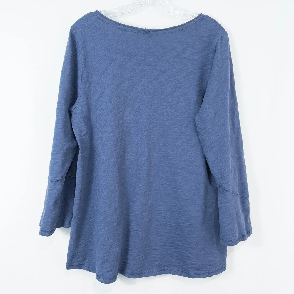 Habitat Peruvian Cotton Slub Pieced Tunic Top Womens Medium Blue Lagenlook Boho - Picture 2 of 13